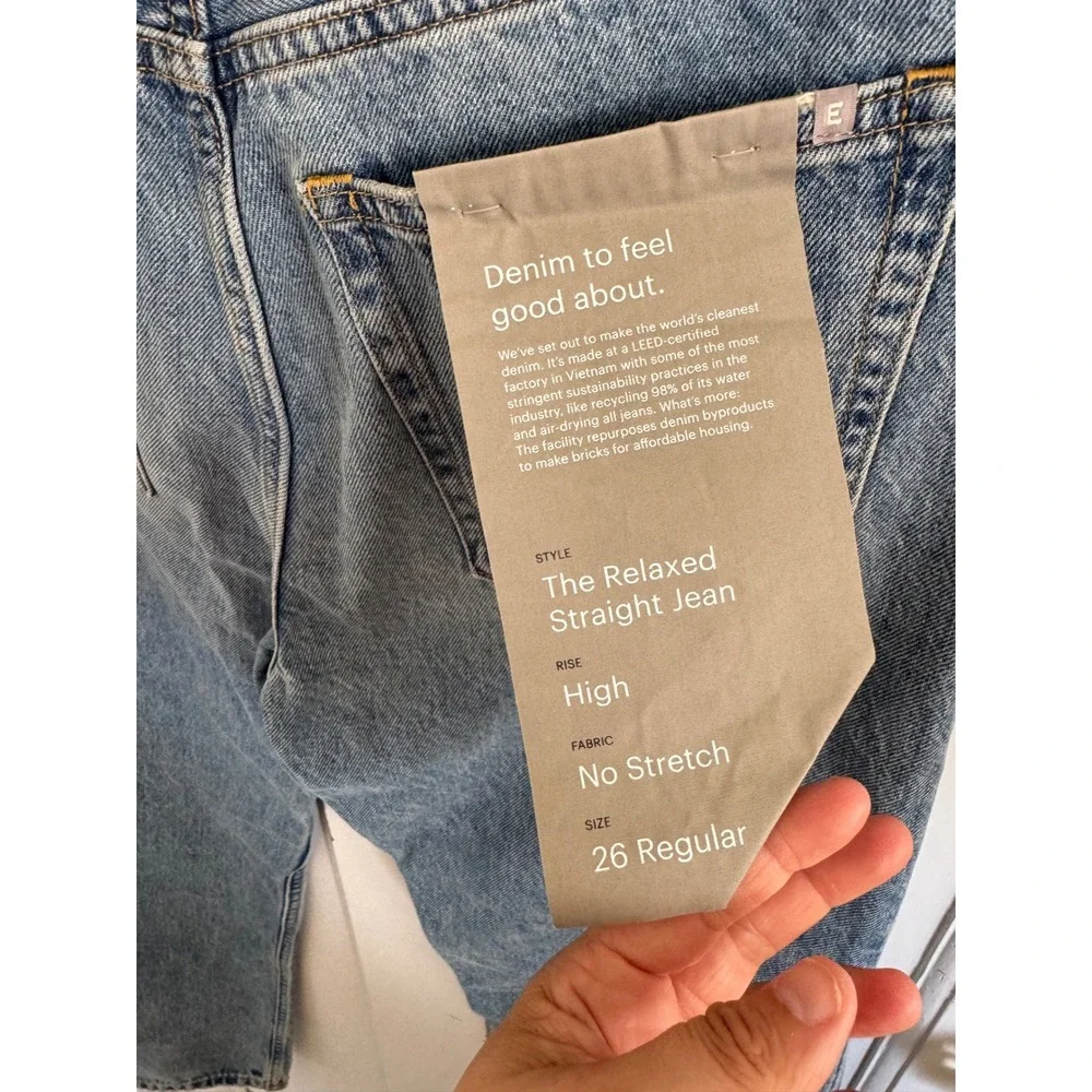 NWT Everlane organic cotton The Relaxed Straight Fit Jean size 26 regular
